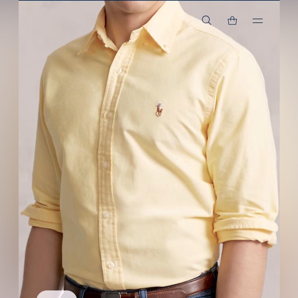 Ralph Lauren Men’s Sz 16.5‎ 34/35 Iconic Yellow Oxford Shirt - Picture 1 of 14
